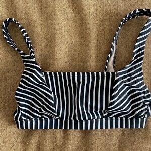 Kona Sol Black and White Striped Bikini Top